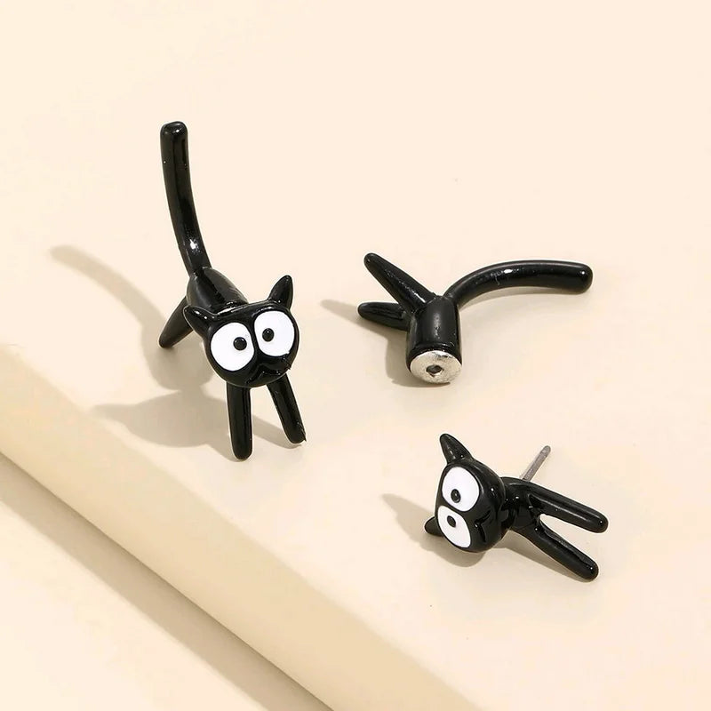 Boucle d'oreille chat noir