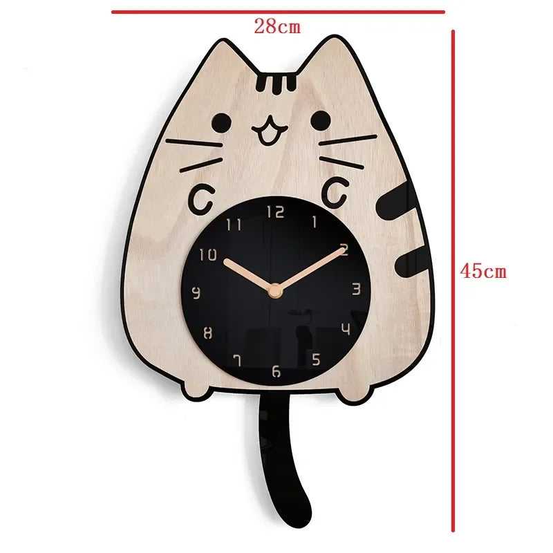 Horloge Chat en Bois