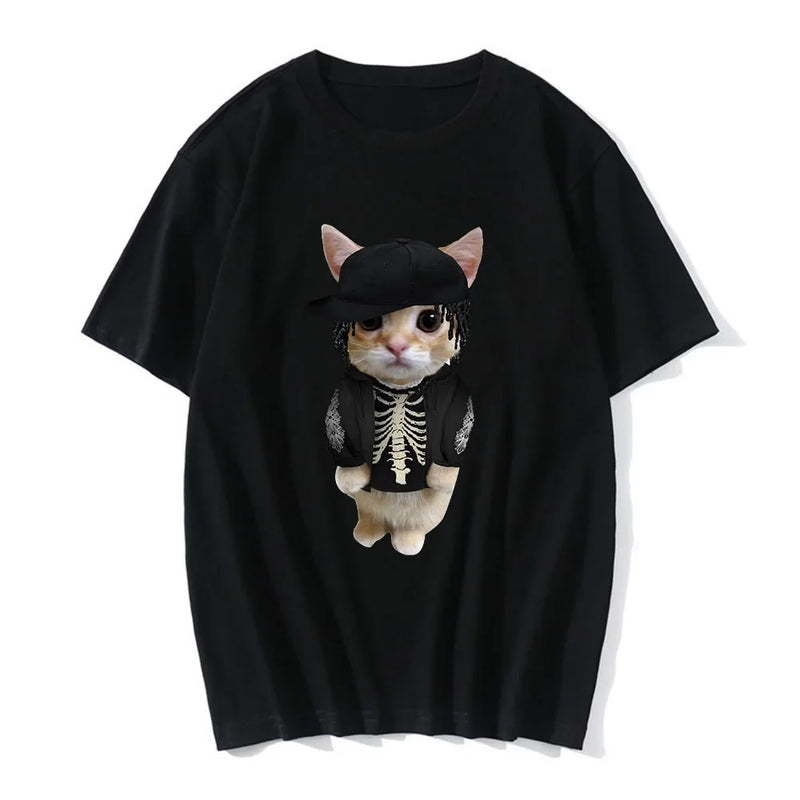 T Shirt Chat Debout Mignon Roux