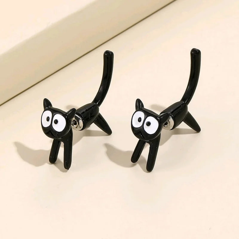 Boucle d'oreille chat noir