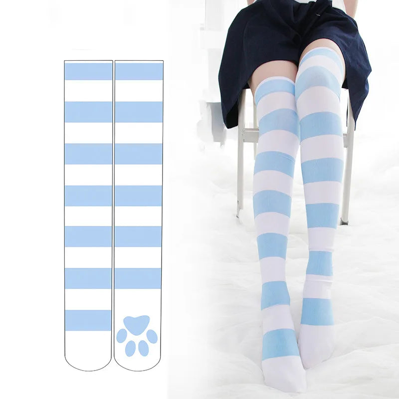 Collant Patte de Chat Bleu Et Blanc