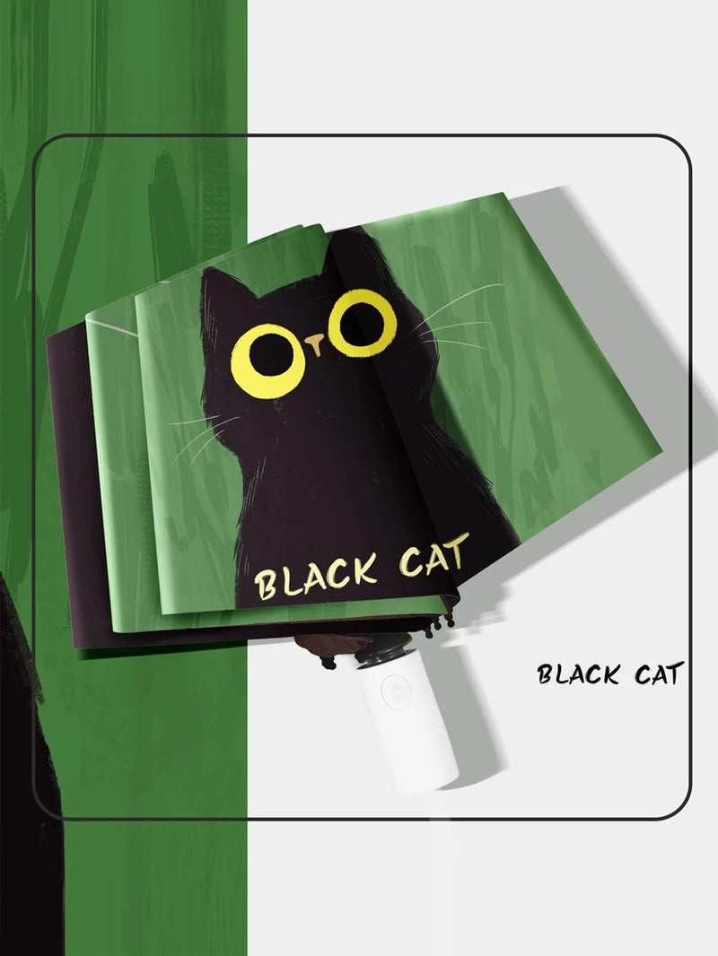 Parapluie Vert Chat Noir