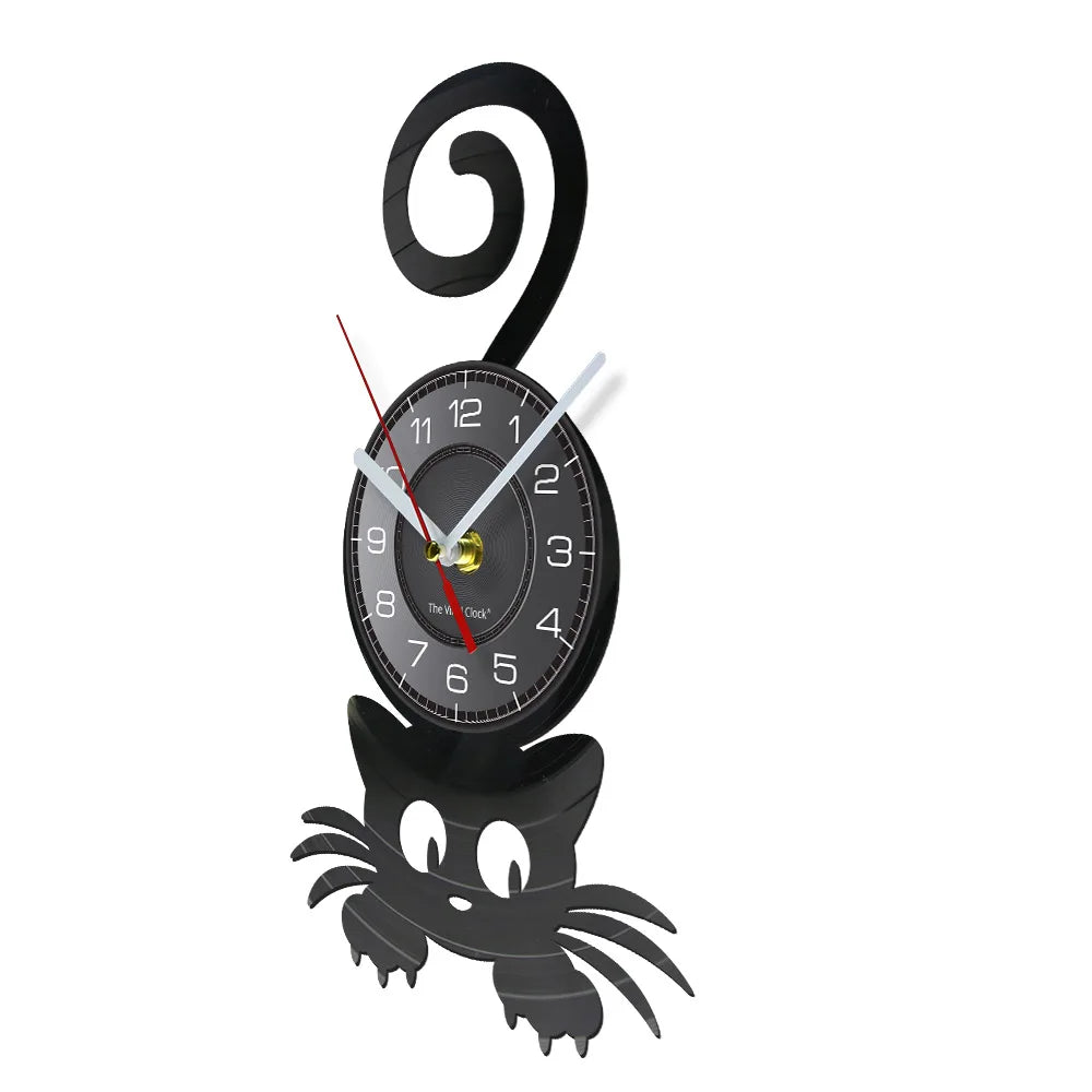 Horloge Murale Motif Chat Noir