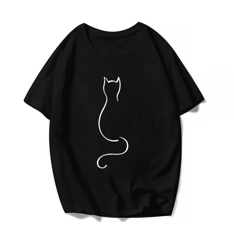 T-Shirt Chat Femme Minimaliste