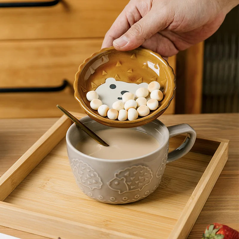 Tasse Chat en Céramique Avec Couvercle