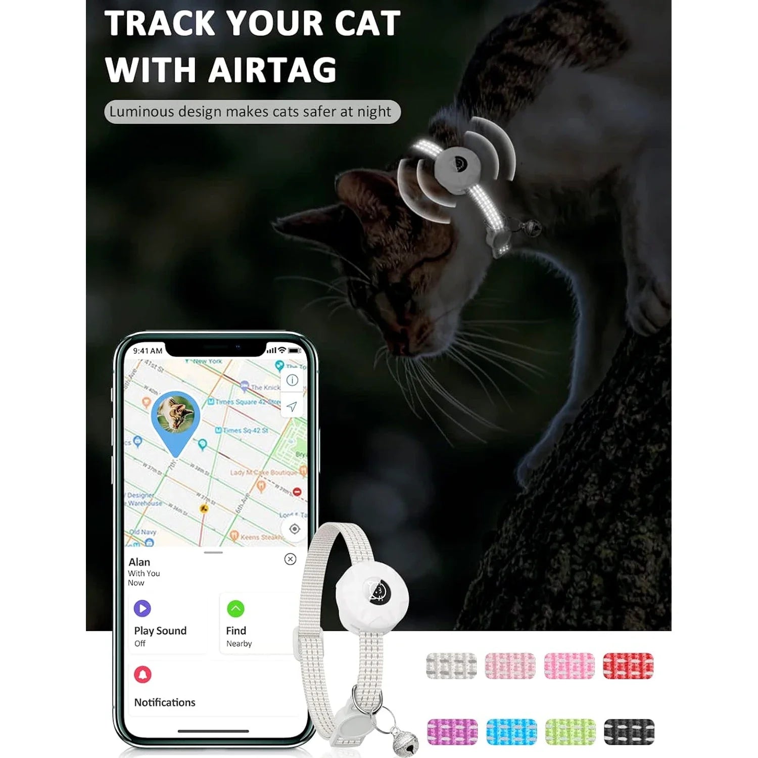 Collier GPS chat pour Apple AirTag