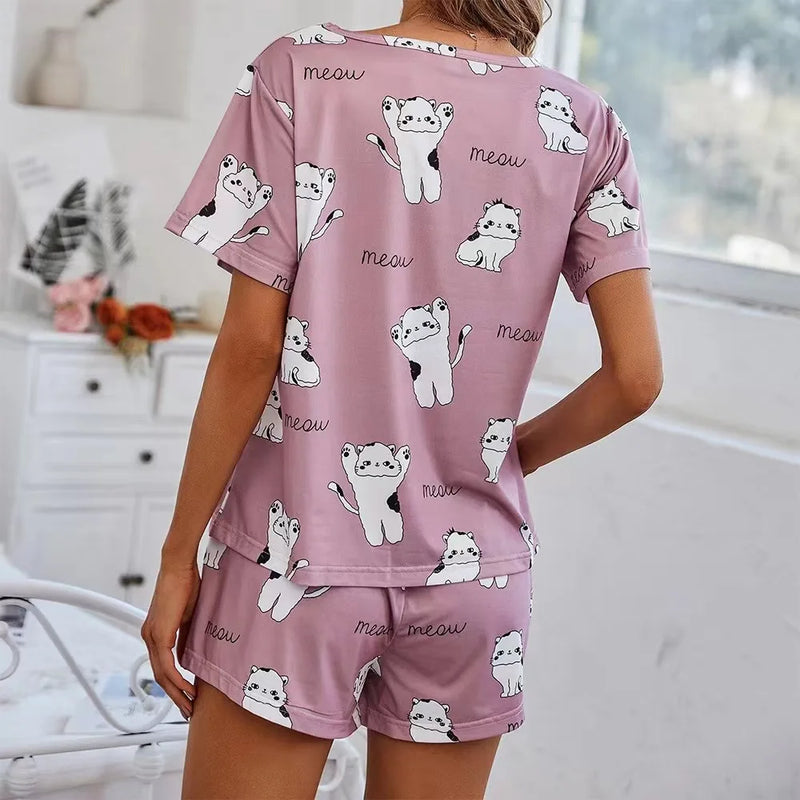 Ensemble Pyjama Chat Femme Rose