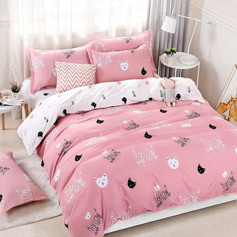 Housse de Couette Chat Rose