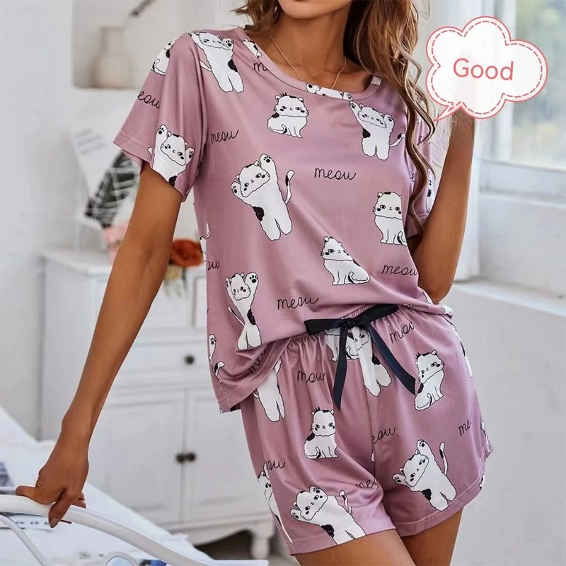 Ensemble Pyjama Chat Femme Rose